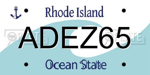 ADEZ65 Rhode Island License Plate