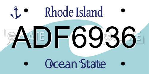 ADF6936 Rhode Island License Plate