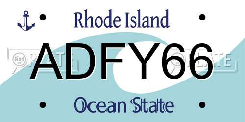 ADFY66 Rhode Island License Plate