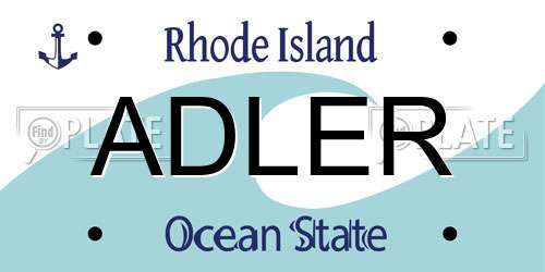 ADLER Rhode Island License Plate