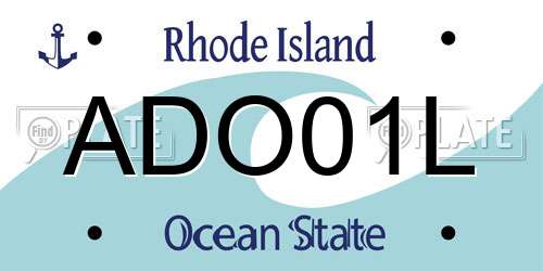 ADO01L Rhode Island License Plate