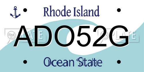 ADO52G Rhode Island License Plate