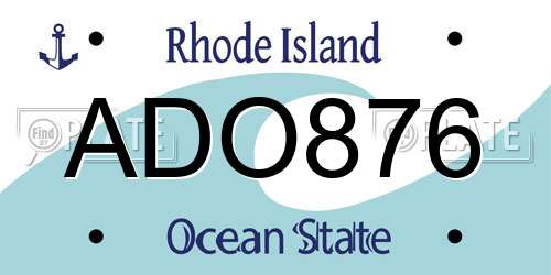 ADO876 Rhode Island License Plate