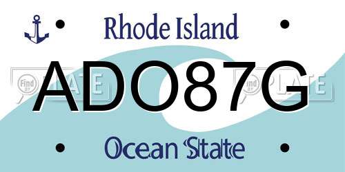 ADO87G Rhode Island License Plate