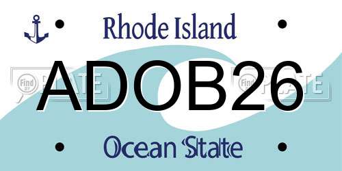 ADOB26 Rhode Island License Plate