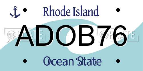 ADOB76 Rhode Island License Plate