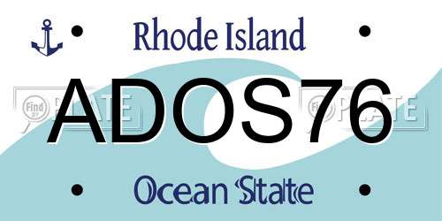 ADOS76 Rhode Island License Plate