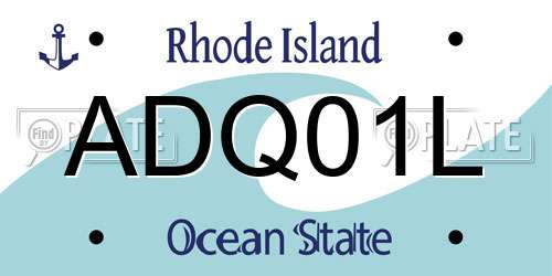 ADQ01L Rhode Island License Plate