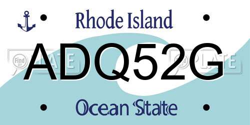 ADQ52G Rhode Island License Plate