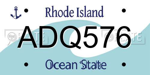 ADQ576 Rhode Island License Plate