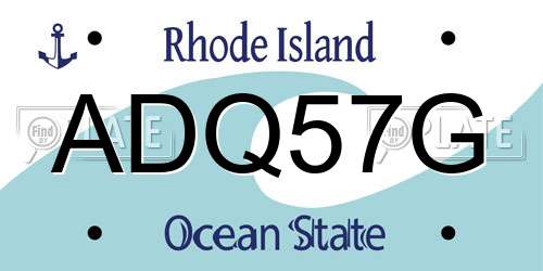 ADQ57G Rhode Island License Plate