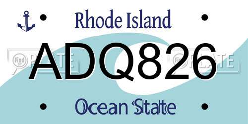 ADQ826 Rhode Island License Plate