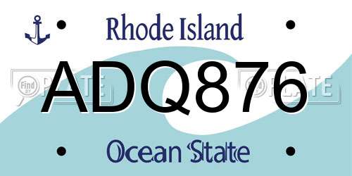 ADQ876 Rhode Island License Plate