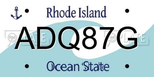 ADQ87G Rhode Island License Plate