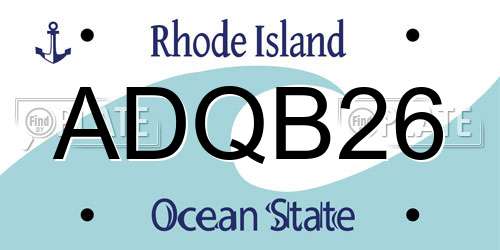 ADQB26 Rhode Island License Plate
