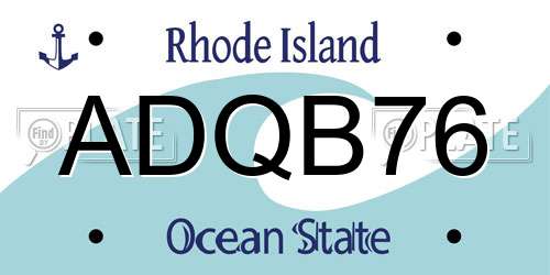 ADQB76 Rhode Island License Plate