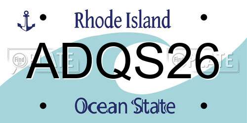 ADQS26 Rhode Island License Plate