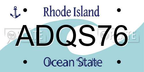 ADQS76 Rhode Island License Plate