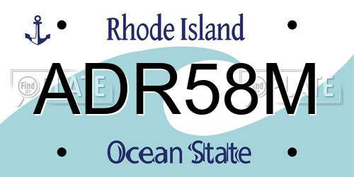 ADR58M Rhode Island License Plate