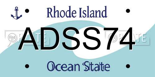ADSS74 Rhode Island License Plate