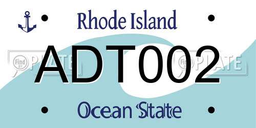 ADT002 Rhode Island License Plate