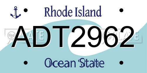 ADT2962 Rhode Island License Plate