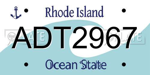 ADT2967 Rhode Island License Plate