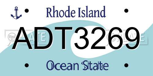 ADT3269 Rhode Island License Plate