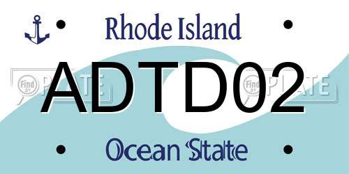 ADTD02 Rhode Island License Plate