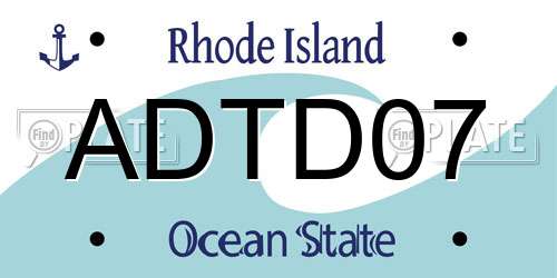 ADTD07 Rhode Island License Plate
