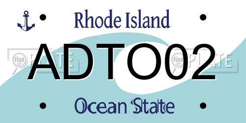 ADTO02 Rhode Island License Plate