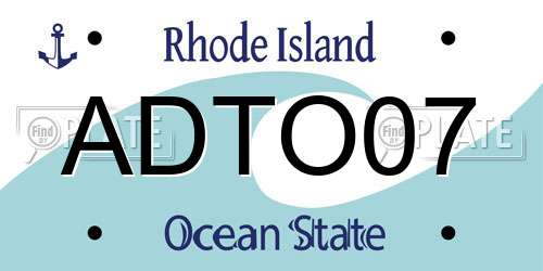 ADTO07 Rhode Island License Plate