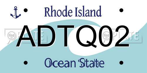 ADTQ02 Rhode Island License Plate