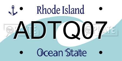 ADTQ07 Rhode Island License Plate