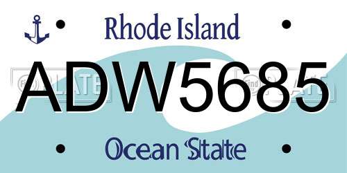 ADW5685 Rhode Island License Plate