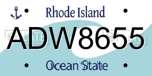 ADW8655 Rhode Island License Plate