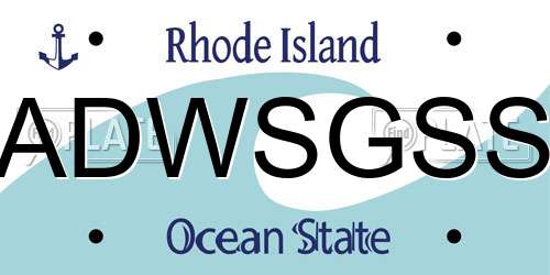 ADWSGSS Rhode Island License Plate