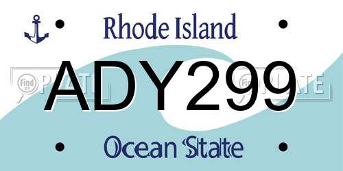 ADY299 Rhode Island License Plate