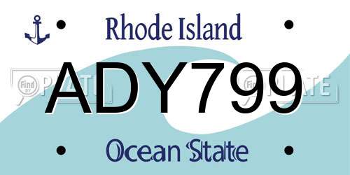 ADY799 Rhode Island License Plate