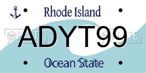 ADYT99 Rhode Island License Plate