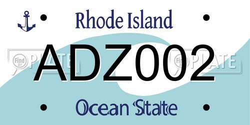 ADZ002 Rhode Island License Plate