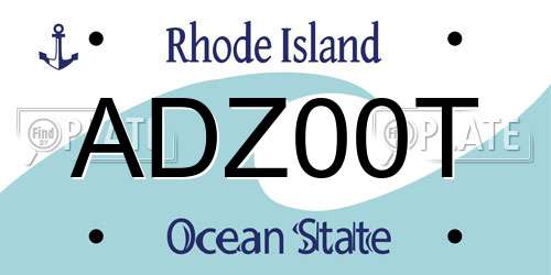 ADZ00T Rhode Island License Plate