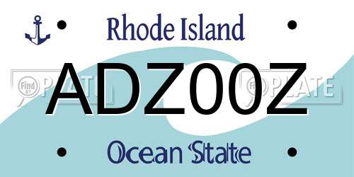 ADZ00Z Rhode Island License Plate