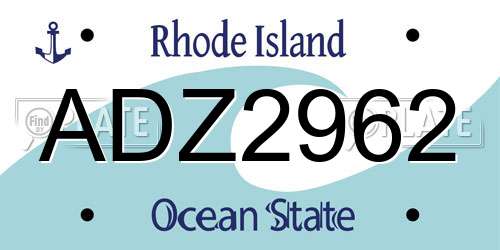 ADZ2962 Rhode Island License Plate