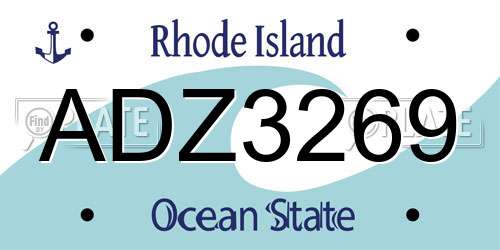 ADZ3269 Rhode Island License Plate