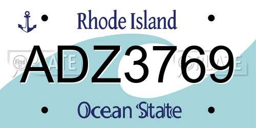 ADZ3769 Rhode Island License Plate