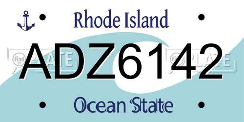 ADZ6142 Rhode Island License Plate