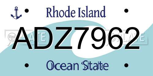 ADZ7962 Rhode Island License Plate
