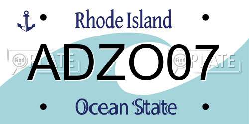 ADZO07 Rhode Island License Plate