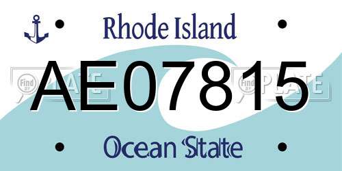 AE07815 Rhode Island License Plate